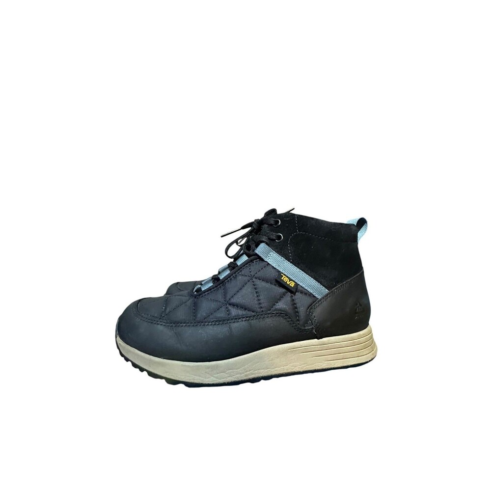Teva Ember Commute Waterproof Boots Womens 7.5 Black Blue Quilted All Weather